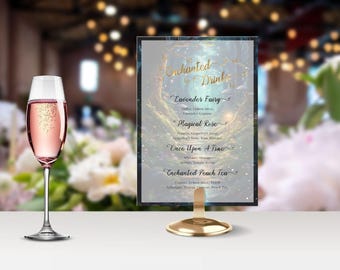 Verzauberte Walddrink-Menü-Schild-Geburtstag-Hochzeit-Prom-Baby-Dusche-Event-Schild-Einladung-Party-verzauberter Garten