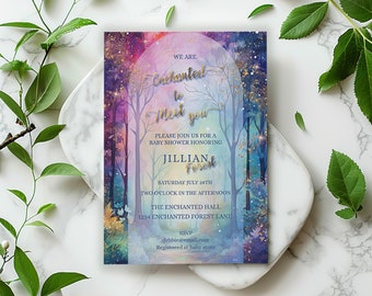 Enchanted to meet you shower invite-Baby Invitation Enchanted Forest-magic Garden-pathway-Editable template-Printable-Whimsical Fairytale