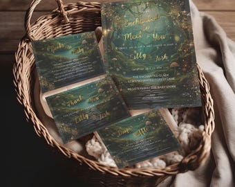 Invitation baby shower forêt enchantée : lot boisé modifiable