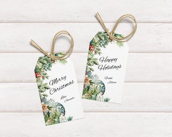 Customizable Christmas Gift Tags -Holiday gift tags editable-Printable, Personalized, Digital Download