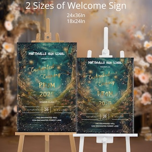 Letrero de bienvenida de Bosque Encantado - Baile de graduación de la escuela secundaria - Baile escolar - Entradas para el baile de graduación - Invitación al evento - Volante del baile de graduación de último año - Póster del evento del baile de graduación