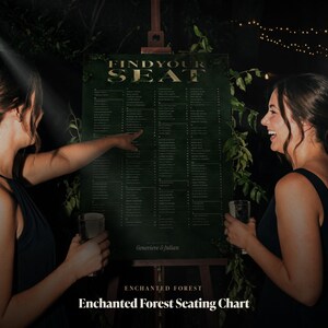 Enchanted Forest Wedding Seating Chart, Done For You Alphabetical Chart in Moss and Ivy Artwork