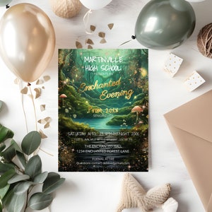 Verzauberte Wald Abschlussball einladen-5x7-High School Abschlussball-Schultanz-Abschlussball-Karten-Veranstaltungseinladung-Senior Abschlussball-Flyer-Abschlussball-Event-Poster
