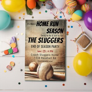 End of Season Baseball Party Invitation-Swing on over Sports Team Party-Fully Editable Printable-evite-Home Run Season-Grand Slam