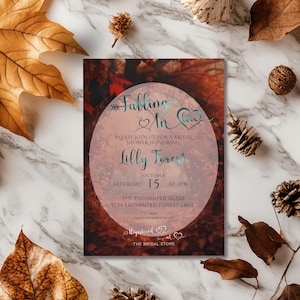 Falling In Love Bridal Shower Template-Fall Enchanted Forest-magic Autumn Garden- pathway-Editable template-Evite-Printable-Fairytale
