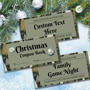Christmas Coupon Book Customizable - DIY Last Minute Gift-Printable Coupons-Stocking Stuffers-Christmas Gift Ideas-Personalized Gift