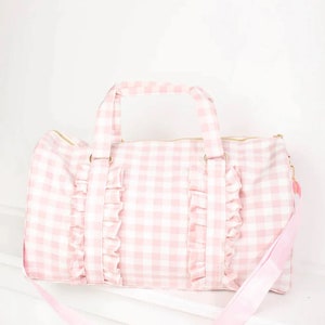Gingham Rüschen Reisetasche. Inklusive 2 Patches.