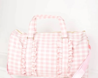 Borsa da viaggio con volant a quadretti. 2 toppe incluse.