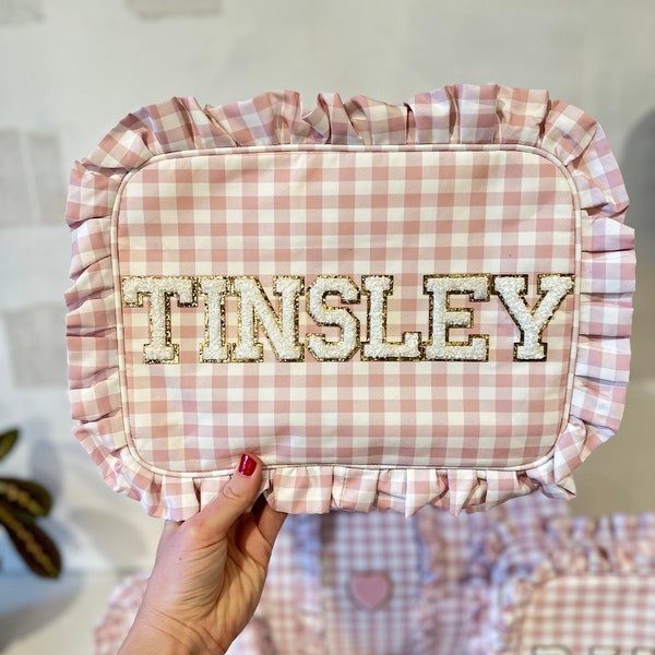 Extra Large XL Gingham Ruffle Bag - Personalized, Patches Included