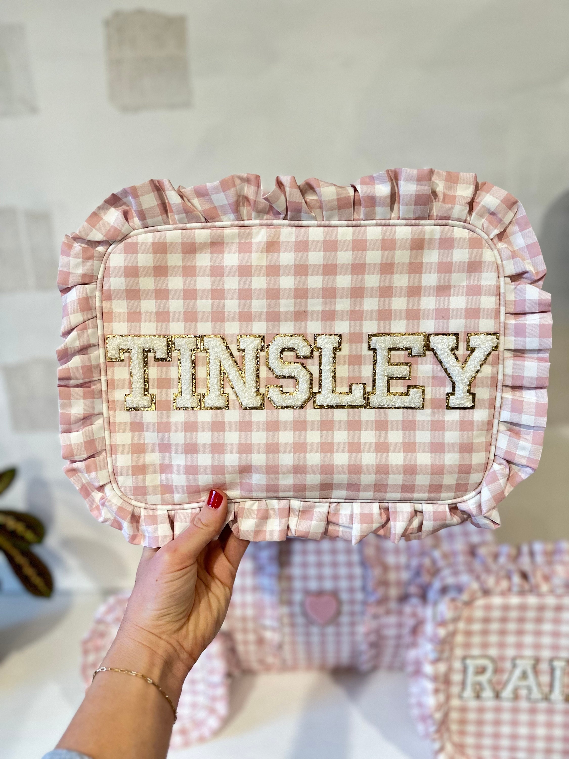 Extra Large XL Gingham Ruffle Bag Personalized, Patches Included - Etsy