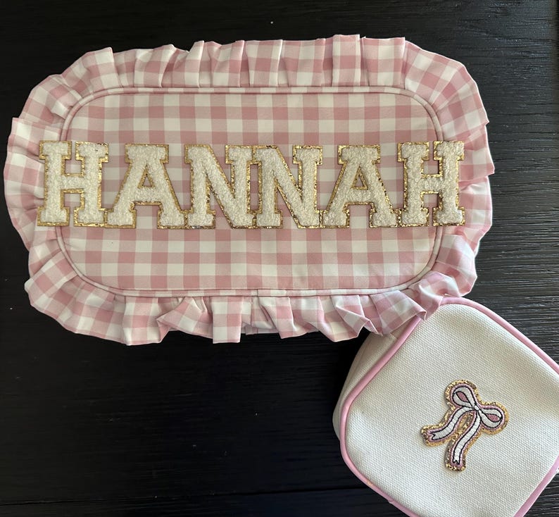 Red Alabama embroidery gingham ruffle backpack