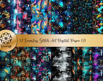 Paquete de papel digital con patrón de papel artístico con fallas sin costuras, de alta calidad, listo para usar (2)