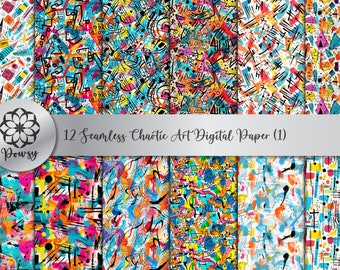 Paquete de papel digital con patrón de papel artístico caótico sin costuras, de alta calidad, listo para usar (1)