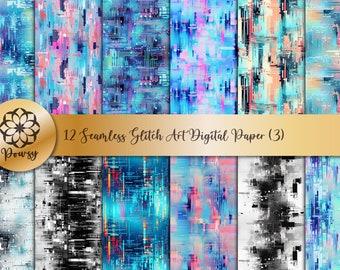 Paquete de papel digital con patrón de papel artístico con fallas sin costuras, de alta calidad, listo para usar (3)