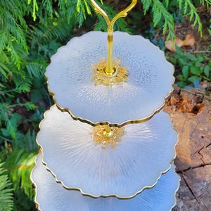 3-Tiered Rose Pink Resin Stand, Serving Tray, Display Stand, Cupcake Stand, Tea Cake Stand, Birthday Wedding Bridal Babyshower Cake Stand