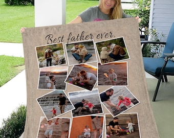 Father's Day Gifts Personalized Throw Blanket with Text Custom Picture Blanket Holiday Gifts for Dad, Boyfriend, Husband