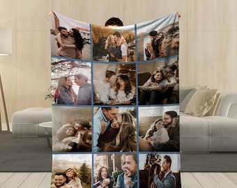 Custom Photo Blanket Collage, Picture Blanket With Text, Memorial Blan – Rustic Oak Design Co