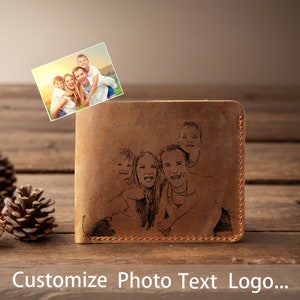 Benutzerdefinierter Name Gravierte Foto-Brieftasche für Ihn Corium Brieftasche Bild Damen Geldbörse Personalisiertes Geschenk für Mutter, Frau Muttertagsgeschenk Männer Frauen.