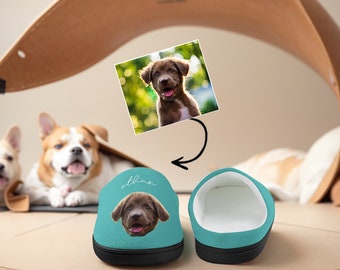 Customized Pet Dog Photo Slippers with Faces Personalized Photos Slippers Matching Family Slippers Men's/Women's Slippers Birthday Present.