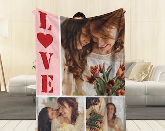 Personalized Blanket Custom Photos Christmas Gifts Customized Picture Birthday Gift for Her Wife Husband Girlfriend Boyfriend Adults.