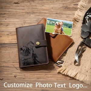 Cartera con foto personalizada, Cartera de piel vintage, Cartera de gran capacidad, Bolsa para tarjetas con ranura para varias tarjetas, Regalo personalizado, Regalo para ella, Regalo para mamá.