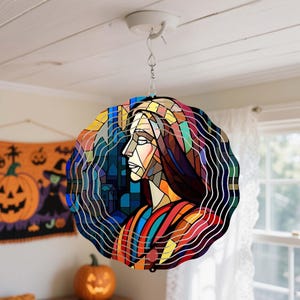 Abstract Art Female Geometric Wind Spinner - 3D Outdoor Metal Wind Chime, 360-Degree Rotating Yard Decor Spinner, Unique Housewarming Gifts