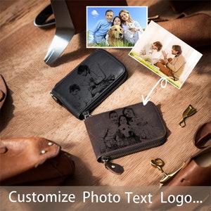 Benutzerdefinierter Name Gravierte Foto-Brieftasche für Ihn Corium Brieftasche Bild Damen Geldbörse Personalisiertes Geschenk für Mutter, Frau Muttertagsgeschenk Männer Frauen.