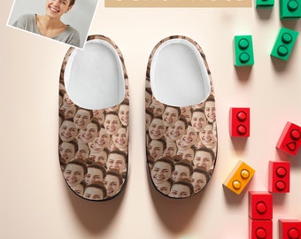 Chinelos antiderrapantes personalizados, chinelos com rostos personalizados, sapatos quentes para ambientes internos, presentes de Dia dos Namorados para ele, chinelos masculinos e femininos.