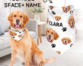 Mother's Day Gift Pet Bandana Custom Dog Face Bandana Personalized Dog Face Bandana with Name - Face Pattern Bandana Dog Lover Dog Mom Gift.