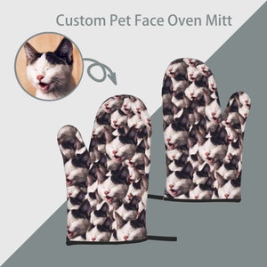 Custom Cat Photo Oven Mitts, Personalized Photo Oven Mitts, Cooking Gifts, Personalized Gifts, Gifts for Her, Mother&#39;s Day Gifts for Mom.