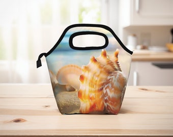 Custom Name Insulated Lunch Bag beach shells Lunch Tote Office Worker Lunch Bag Gift For Her Cooler Bag Gifts for Boyfriend Tote Bags.