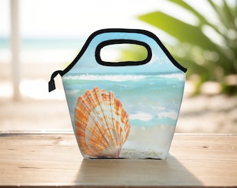 Custom Name Insulated Lunch Bag beach shells Lunch Tote Office Worker Lunch Bag Gift For Her Cooler Bag Gifts for Boyfriend Tote Bags.