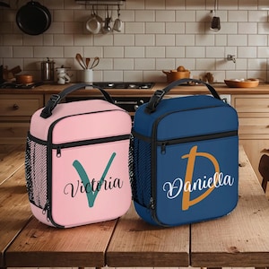 Cadeau Fête des Mères Sac à lunch personnalisé avec prénom personnalisé Sac à lunch isolé personnalisé avec fermeture à glissière pour filles garçons enfants déjeuner étanche pour l'école