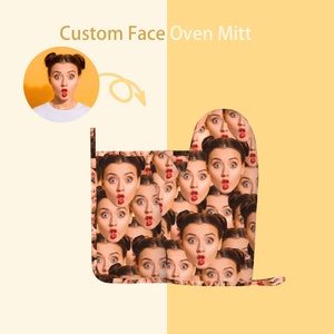 Personalized Face Oven Mitts and Pot Holders Set, Custom Photo Gloves Pot Holders, Kitchen Baking Set, Personalized Gifts, Gifts for Mom.