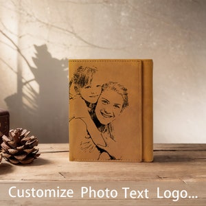 Benutzerdefinierte Geschenk Vintage Brieftasche personalisierte Geschenk Carving Foto Brieftasche Corium Brieftasche Herren Brieftasche Ehemann Jahrestag Geburtstagsgeschenk.
