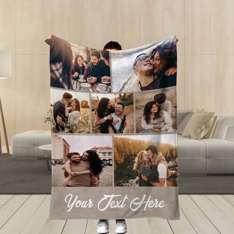 Custom Photo Blanket, Blanket With Photos Collage Photo Blanket With