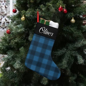 Christmas Stockings Custom Name Stockings Personalized Holiday Stockings Embroidered Name Socks Plaid Socks Christmas Gifts for Family
