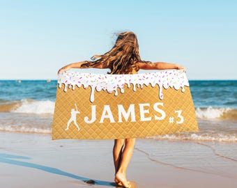 Personalisierte Eis am Stiel Baseball Strandtuch Tropfenfänger Strandtuch Pooltuch Strandtuch Badegeschenke Jugend Baseball Geschenk UrlaubTeam Geschenk.