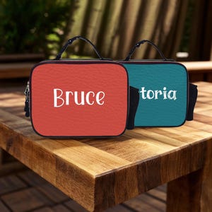 Bolsa de almuerzo personalizada, bolsa de almuerzo de cuero aislada con nombre personalizado y cremallera para adolescentes, bolsa de almuerzo portátil impermeable para la escuela, el trabajo o el picnic