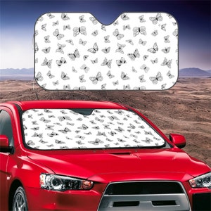 Customized Text Car Windshield Sunshade, Cartoon Retro Butterfly Windshield Cover, Personalized Gifts, Gifts for Mom, Mother's Day Gifts.