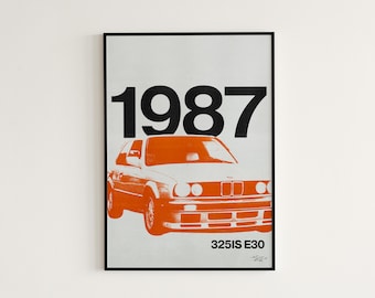Modern Minimal Vintage BMW Poster - Classic Car Wall Art - DIGITAL DOWNLOAD 18x24in