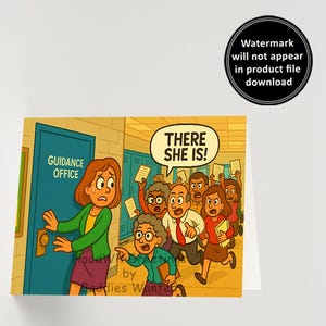 Cartão engraçado para orientador educacional | Humor escolar de pais furiosos | Download digital | Cartão de felicitações para impressão | Saudações HoodWit