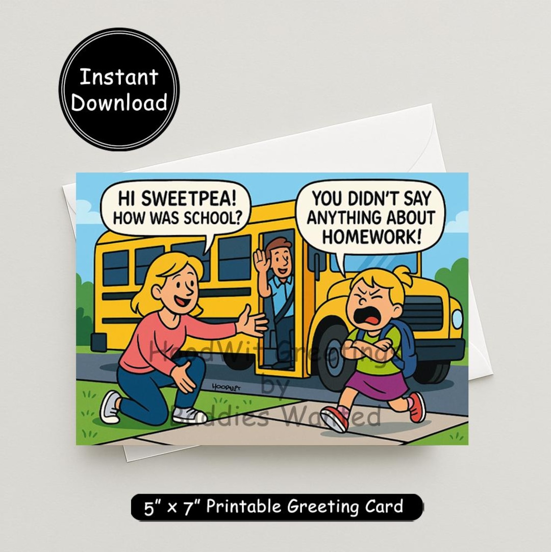 Funny Homework Teacher Card: School Humor Greeting (digital Download ...