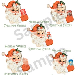 5 Père Noël rétro avec boissons PNG en téléchargement numérique, Père Noël avec Boba/CocaCola/Prime/Dr.Pepper/Sprite/ Père Noël rétro à boire/Père Noël avec boisson de qualité supérieure