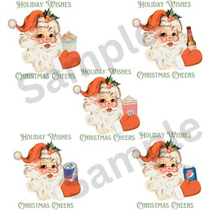 5 Retro Santa with Drinks PNG Digital Download, Santa with Pepsi/Starbucks/Bud/Hot Coco/Redbull/Santa drink in hand/Santa Drinking Starbucks