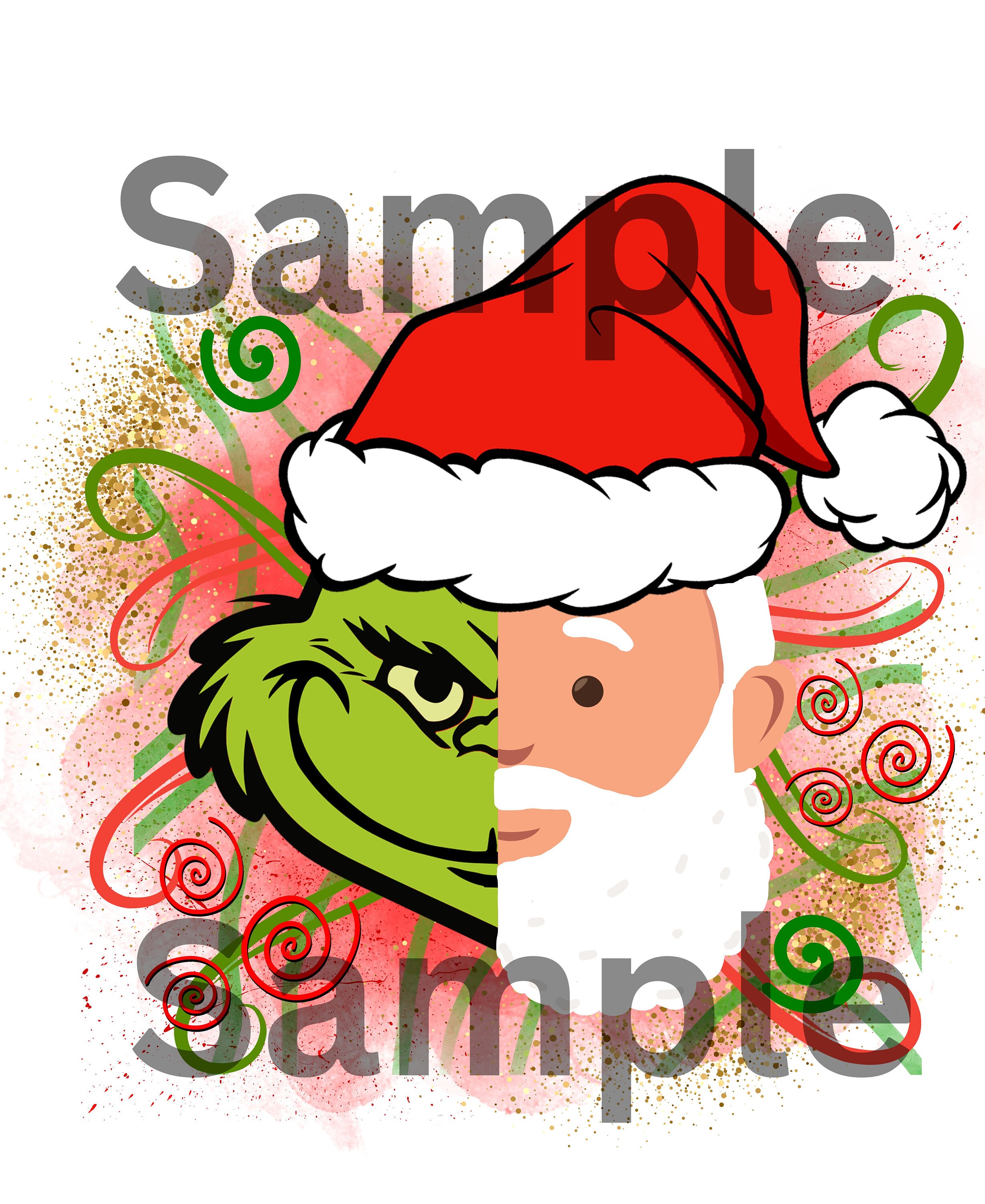 Grinch Santa Combined Png Digital Download, Great Grinchy Image, Santa ...