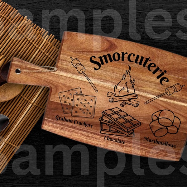 Smorcuterie SVG/PNG Download, Perfect for laser cuts, smores, marshmallows, chocolate, Graham crackers, cutting board engraving, Great Gift