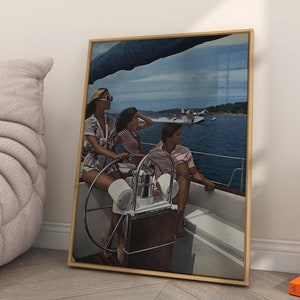 Luxury Yacht Poster, Vintage Fashion Magazine Poster, Luxurious Boat Print, Retro Fashion Canvas Art, Luxury Fashion Print, Trendy Wall Art