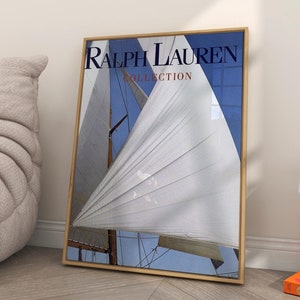 Vintage Fashion Magazine Poster, Luxury Yacht Poster, Retro Fashion Canvas Art, Luxury Fashion Print, Trendy Wall Art, Old Ralph Lauren