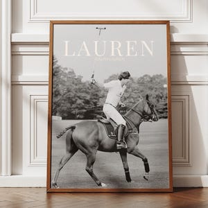 Vintage Polo Sport Wall Art - Equestrian Horse Rider Poster - Classic Ralph Lauren Inspired Fashion Print - Black and White Luxury Decor